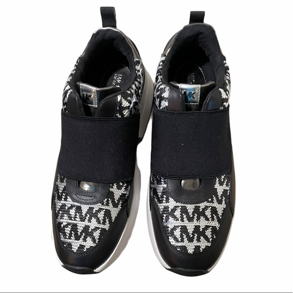Michael Kors Cosmo Logo Sequined Slip on Sneakers. Size 8.5 EUC - Picture 3 of 13